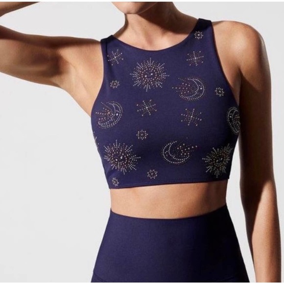 Beach Riot Other - Beach Riot Sport Kendal Navy Embellished Stars Metallic Sports Bra Top New